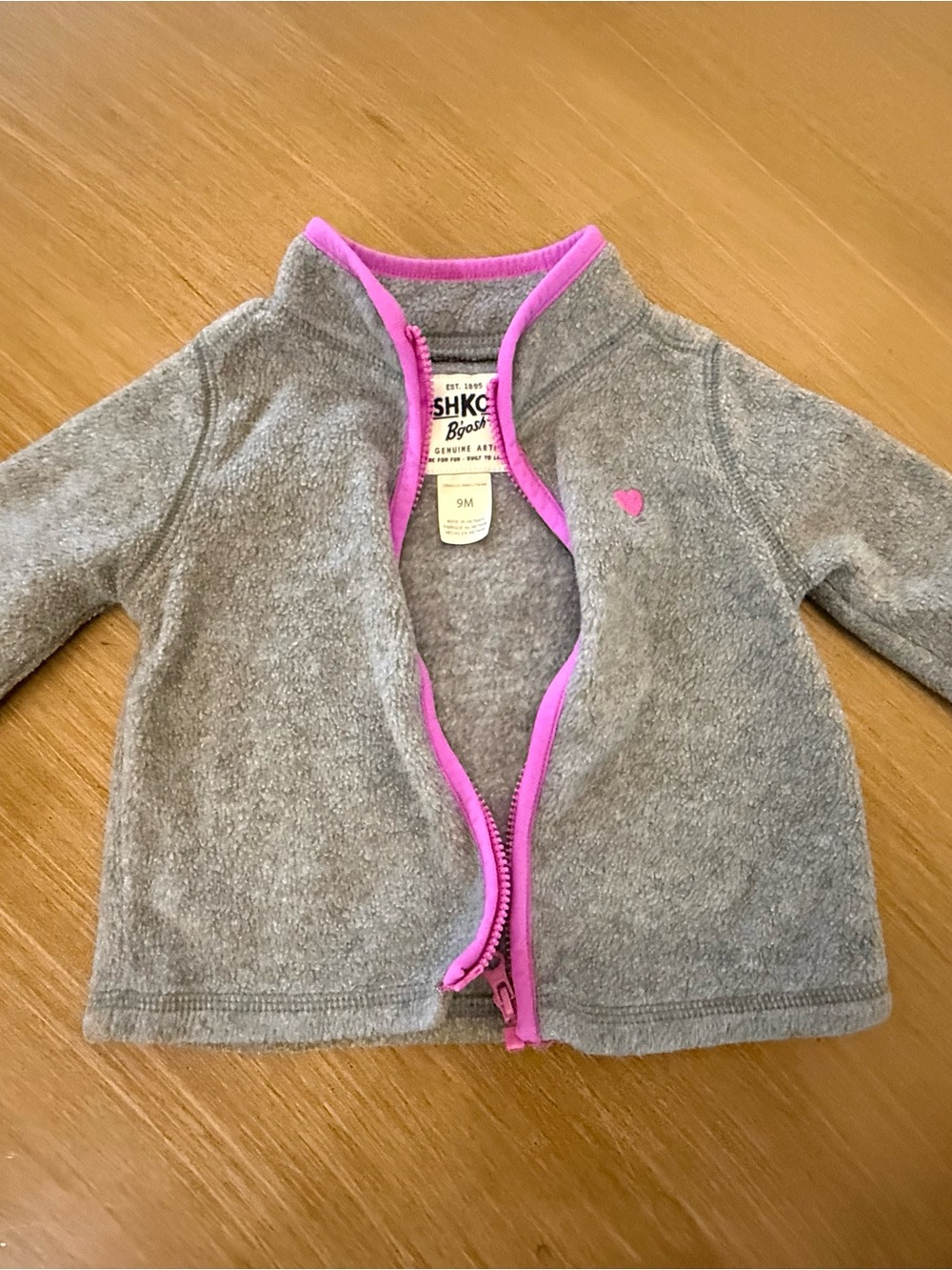 OshKosh B'gosh Gray Fleece Jacket with Pink Trim